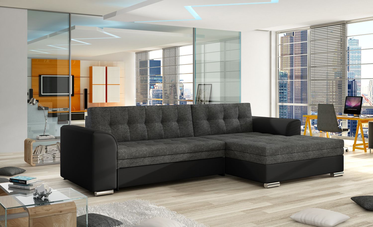 Corner Sleeper Sofa Conforti 4 | size: Width: 275cm, Height: 78cm, Depth: 165cm | color: Sawana/Soft | image: 1 | variant: 1014248