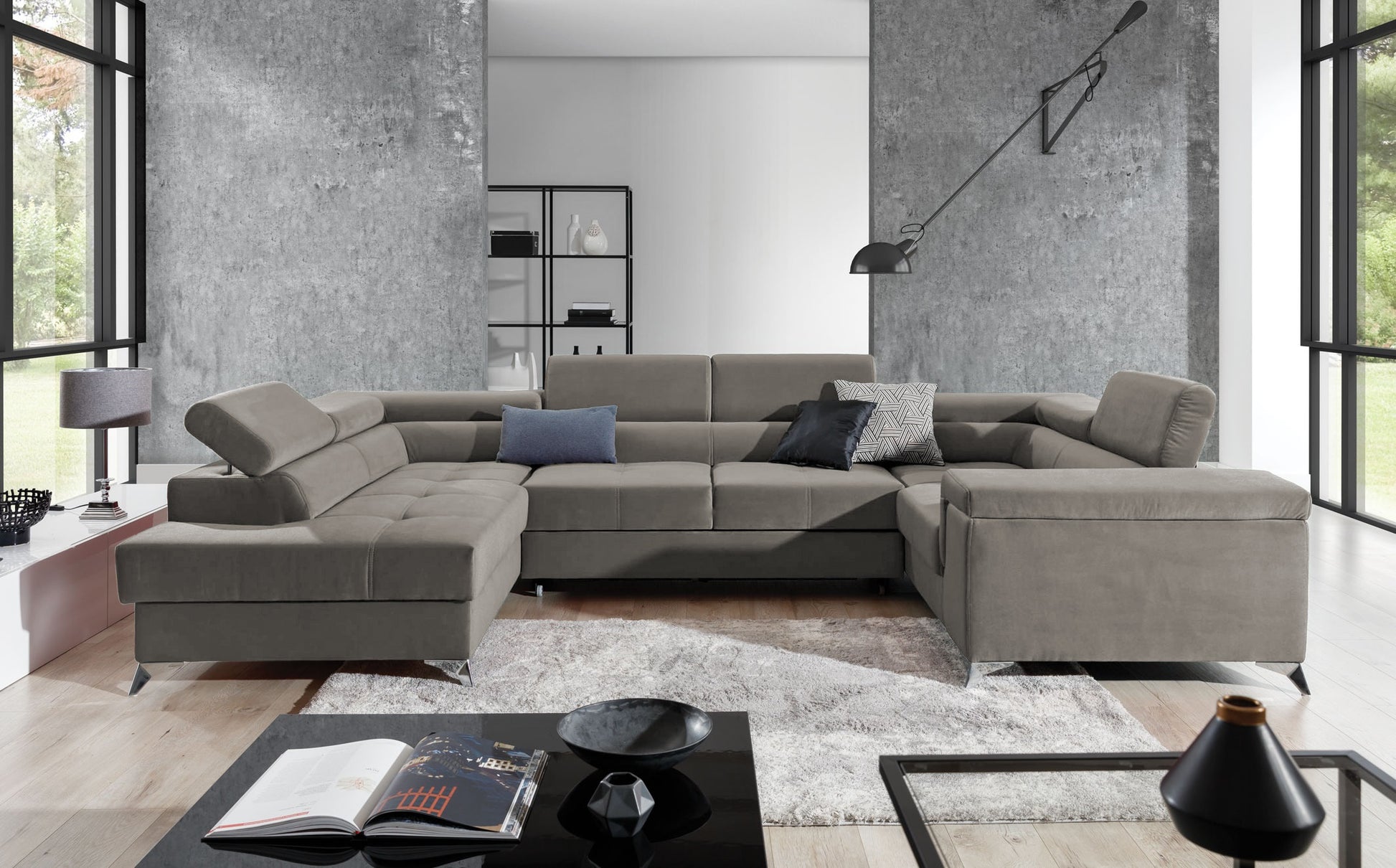 Corner Sleeper Sofa Corby 51 | size: Width: 208cm, Height: 88cm, Depth: 43cm | color: Paros | image: 1 | variant: 1017465