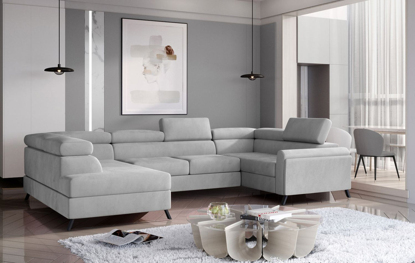 Corner Sleeper Sofa Durham 14 | size: Width: 330cm, Height: 98cm, Depth: 200cm | color: Monolith | image: 1 | variant: 1016523