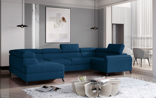 Corner Sleeper Sofa Durham 3 | size: Width: 330cm, Height: 98cm, Depth: 200cm | color: Blue | image: 1 | variant: 1016512