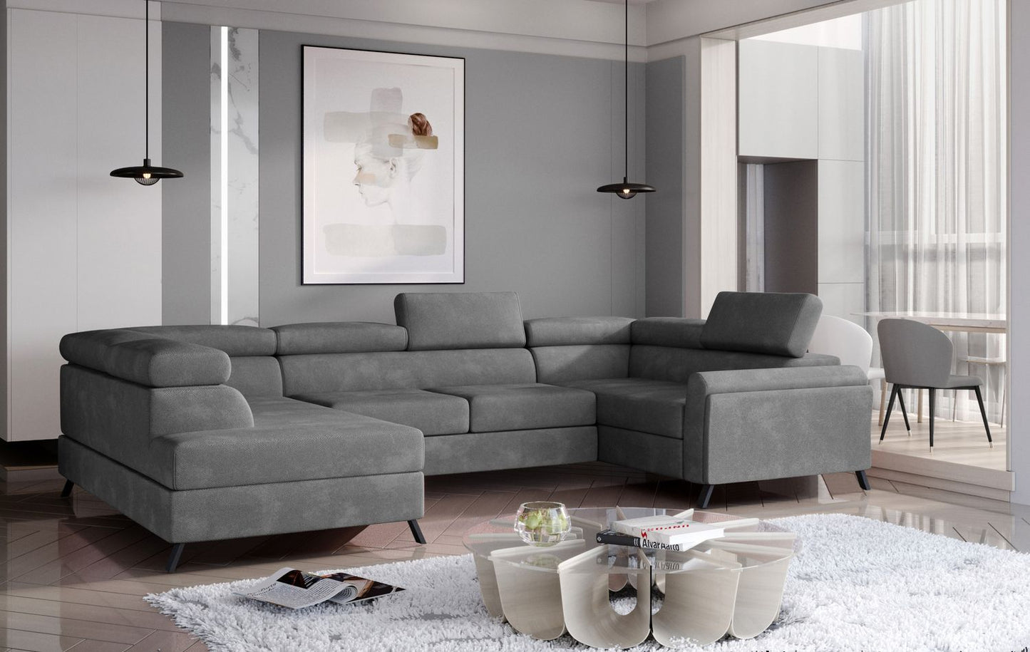 Corner Sleeper Sofa Durham 8 | size: Width: 330cm, Height: 98cm, Depth: 200cm | color: Paros | image: 1 | variant: 1016517