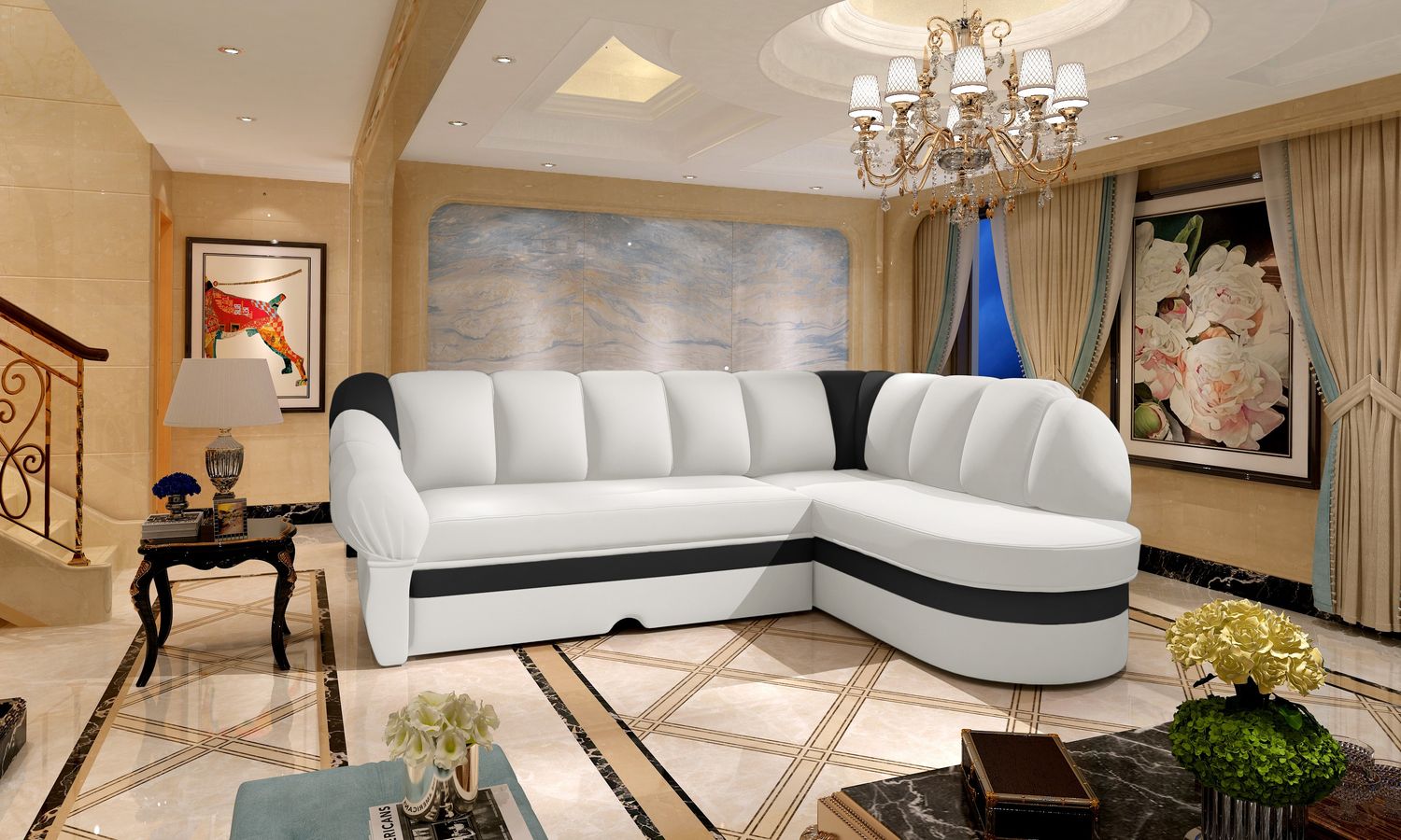 Corner Sleeper Sofa East Hertford 8 | size: Width: 250cm, Height: 85cm, Depth: 180cm | color: Soft | image: 1 | variant: 1015115