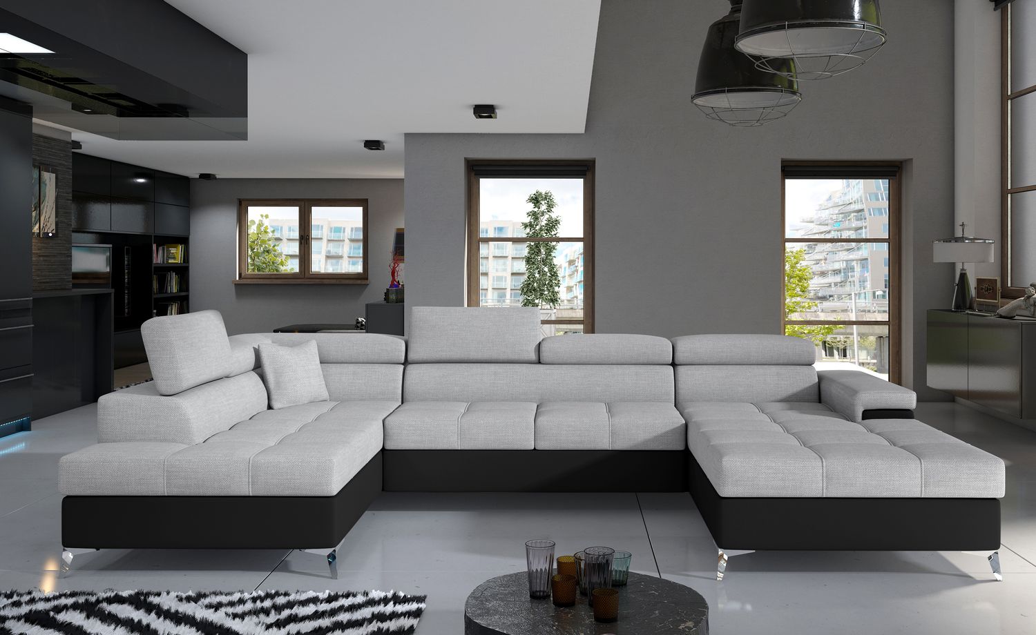 Corner Sleeper Sofa Eduardo 25 | size: Width: 345cm, Height: 90cm, Depth: 60cm | color: Sawana/Soft | image: 1 | variant: 1015463
