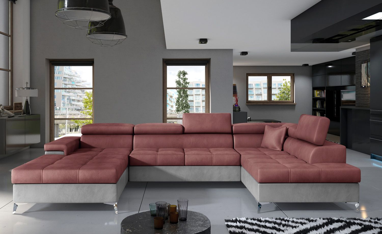 Corner Sleeper Sofa Eduardo 30 | size: Width: 345cm, Height: 90cm, Depth: 60cm | color: Monolith | image: 1 | variant: 1015468