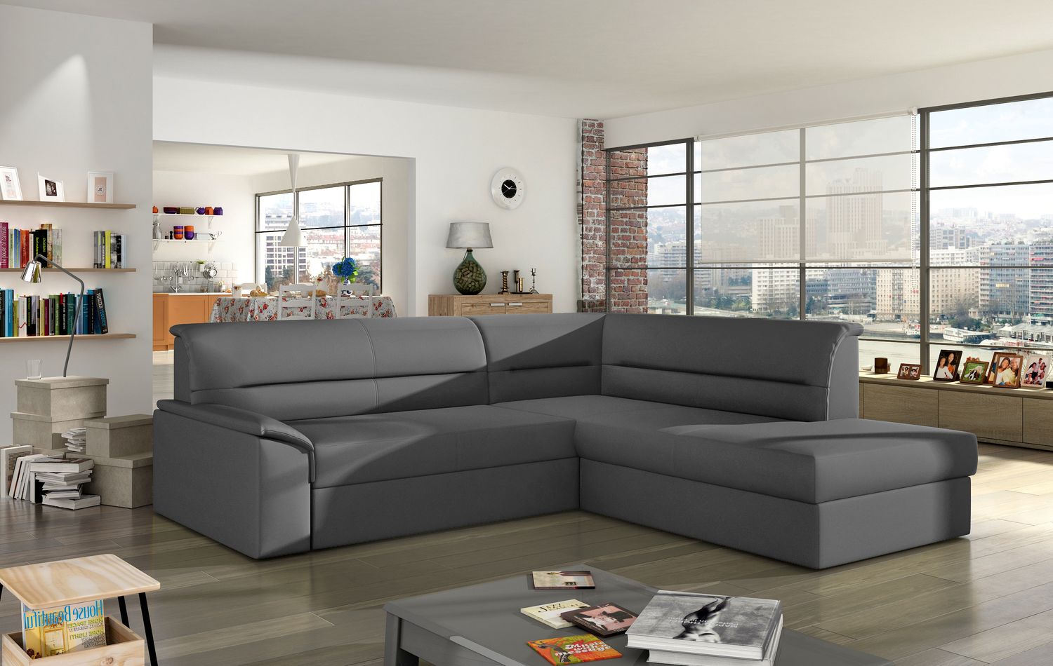 Corner Sleeper Sofa Elano 14 | size: Width: 212cm, Height: 90cm, Depth: 65cm | color: Soft | image: 1 | variant: 1015501