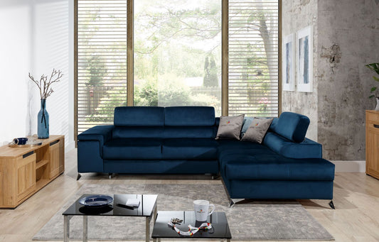 Corner Sleeper Sofa Eridano 11 | size: Width: 275cm, Height: 90cm, Depth: 202cm | color: Blue | image: 1 | variant: 1015514