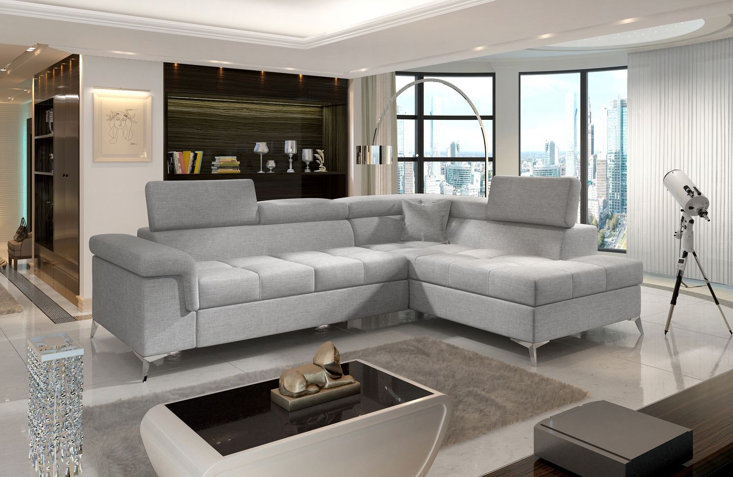 Corner Sleeper Sofa Eridano 13 | size: Width: 275cm, Height: 90cm, Depth: 202cm | color: Sawana | image: 1 | variant: 1015516