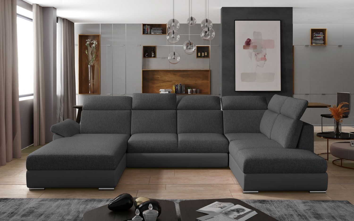 Corner Sleeper Sofa Evanell 7 | size: Width: 336cm, Height: 102cm, Depth: 216cm | color: Inari/Soft | image: 1 | variant: 1015614