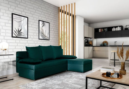 Corner Sleeper Sofa Exeter | size: Width: 206cm, Height: 90cm, Depth: 146cm | color: Green | image: 0 | variant: 1008876