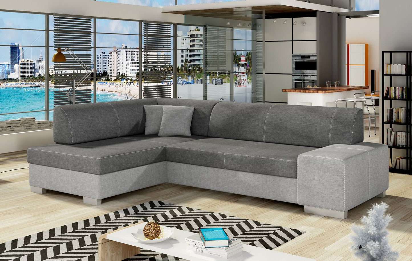 Corner Sleeper Sofa Fabio 17 | size: Width: 268cm, Height: 73cm, Depth: 167cm | color: Sawana | image: 1 | variant: 1015674