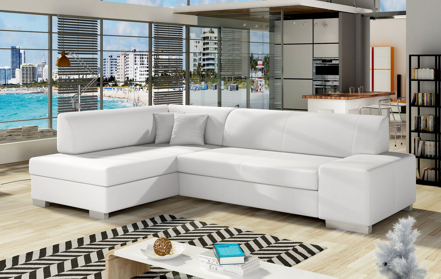 Corner Sleeper Sofa Fabio 4 | size: Width: 268cm, Height: 73cm, Depth: 167cm | color: Soft | image: 1 | variant: 1015661