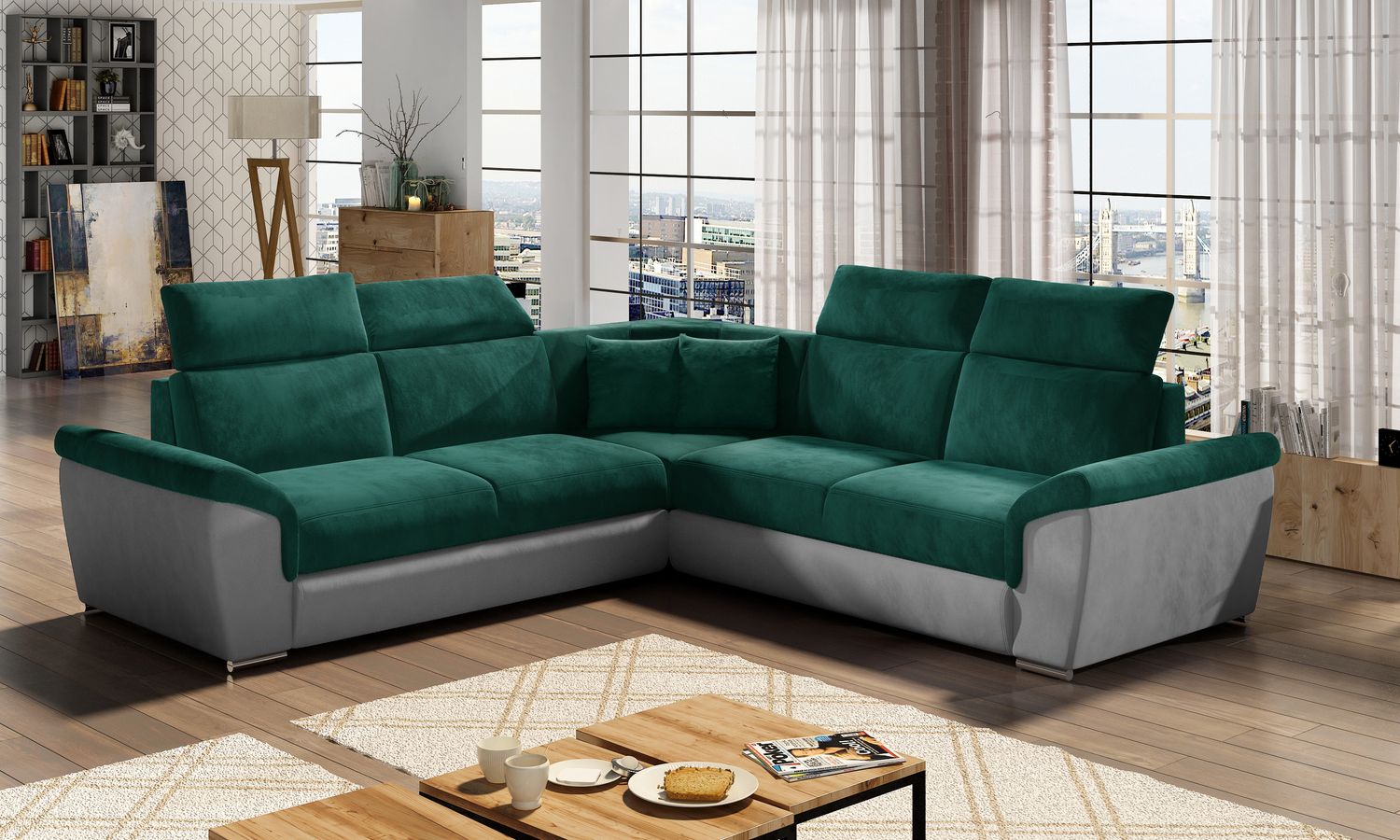Corner Sleeper Sofa Federico 3 | size: Width: 268cm, Height: 102cm, Depth: 268cm | color: Kronos/Paros | image: 1 | variant: 1015693