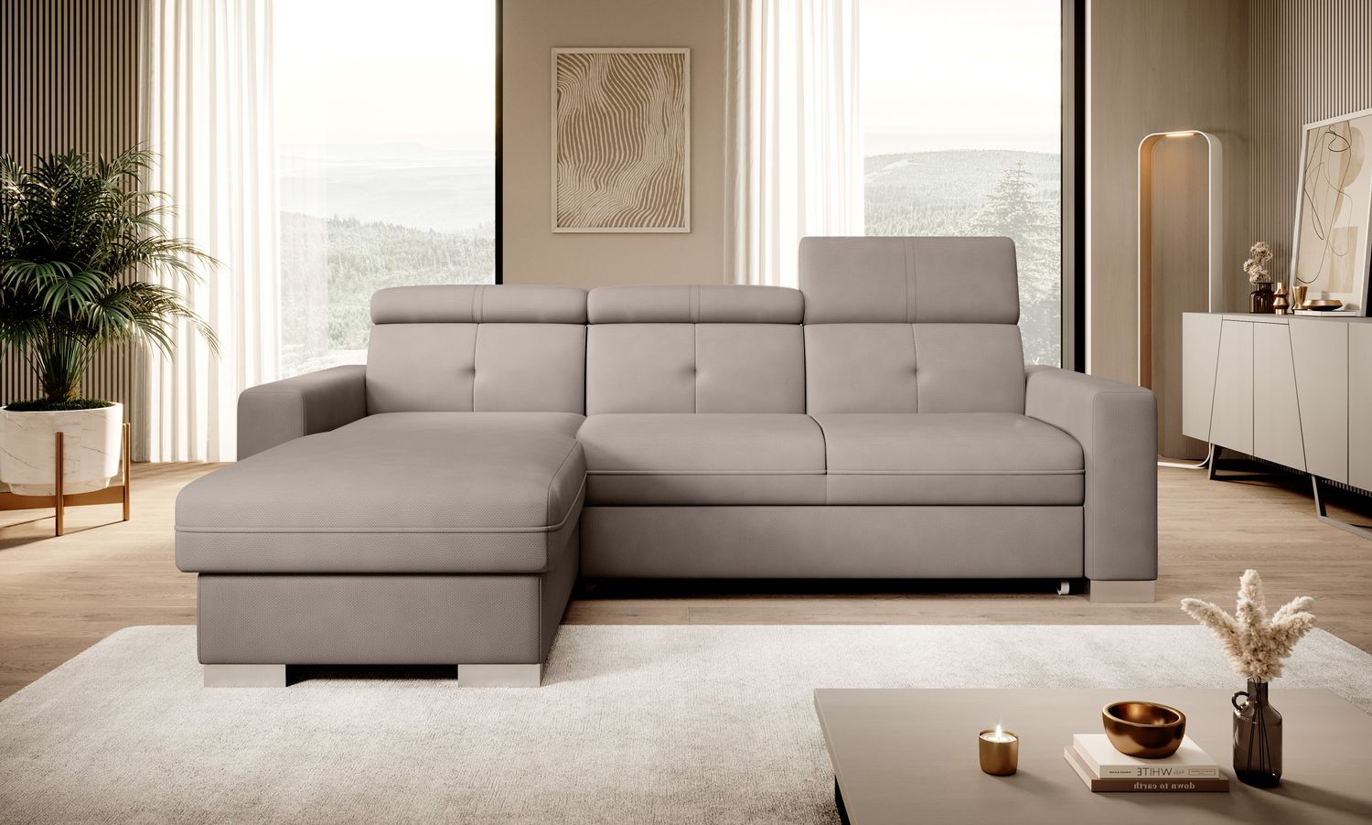 Corner Sleeper Sofa Fresia 15 | size: Width: 247cm, Height: 104cm, Depth: 176cm | color: Poco | image: 1 | variant: 1014519