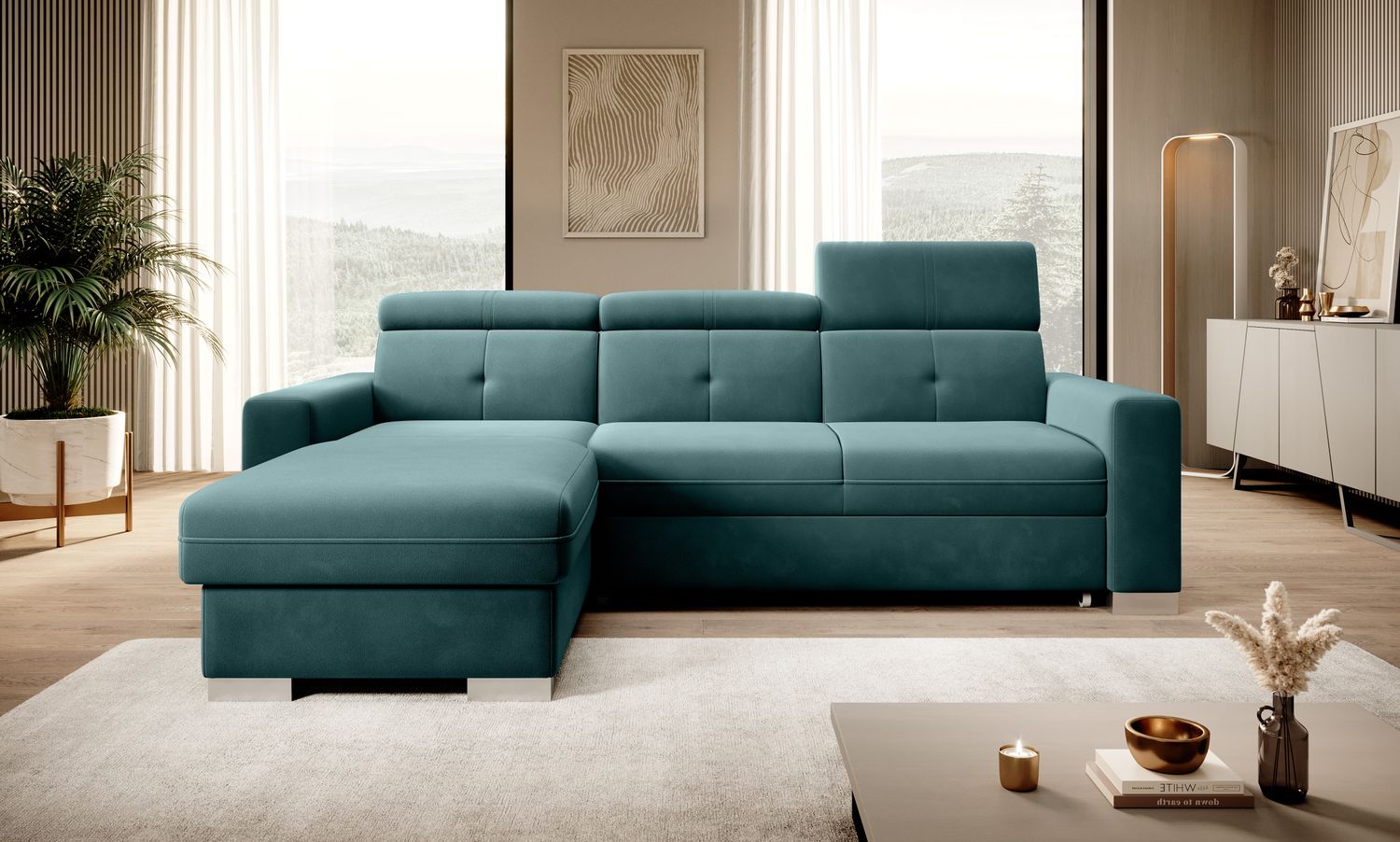 Corner Sleeper Sofa Fresia 30 | size: Width: 247cm, Height: 104cm, Depth: 176cm | color: Velvetmat | image: 1 | variant: 1014534