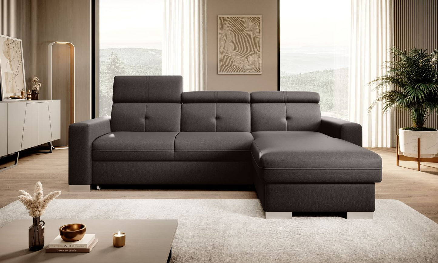 Corner Sleeper Sofa Fresia 60 | size: Width: 247cm, Height: 104cm, Depth: 176cm | color: Flores | image: 1 | variant: 1014564