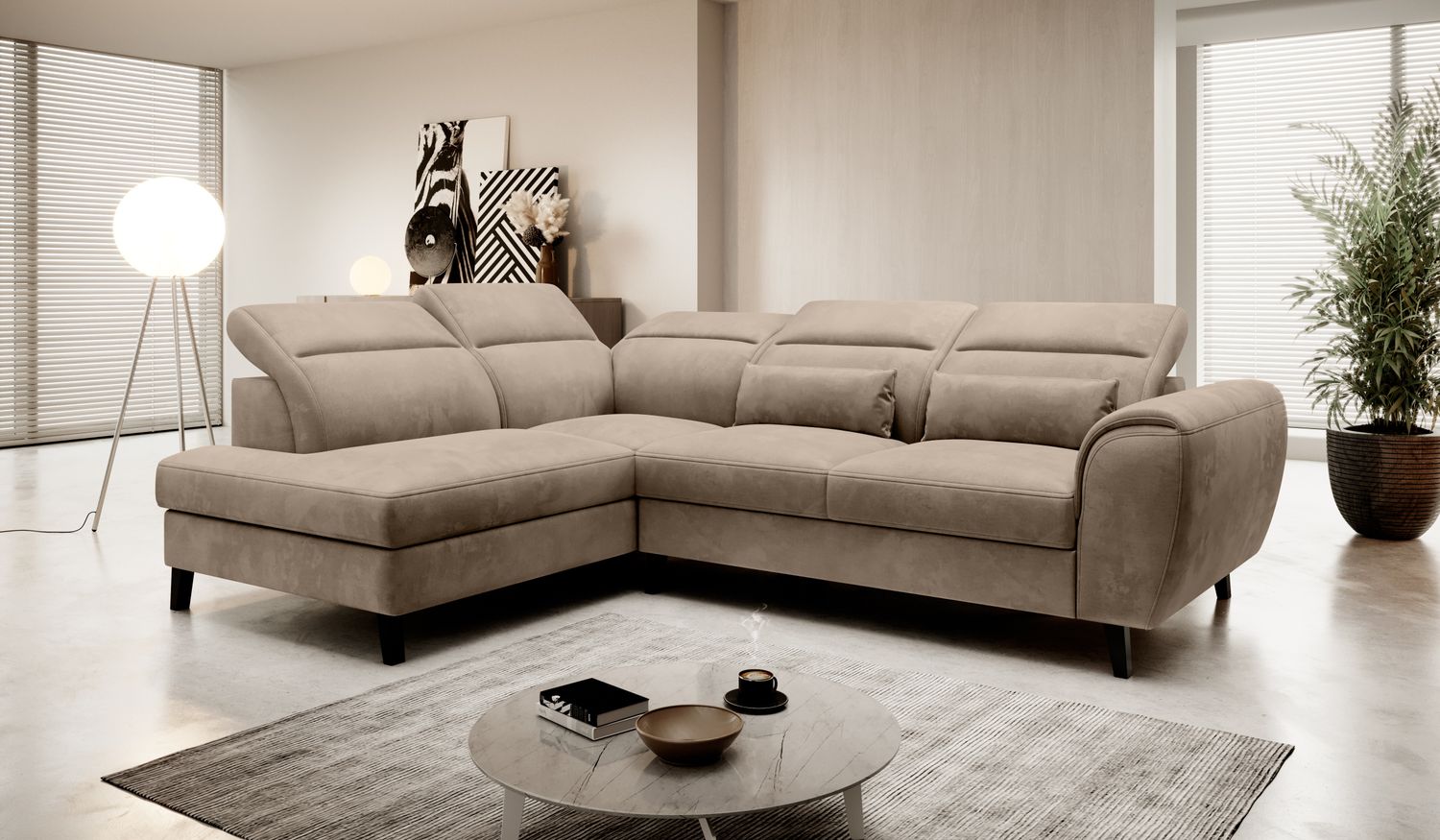Corner Sleeper Sofa Gainsborough 23 | size: Width: 255cm, Height: 100cm, Depth: 201cm | color: Nube | image: 1 | variant: 1016020