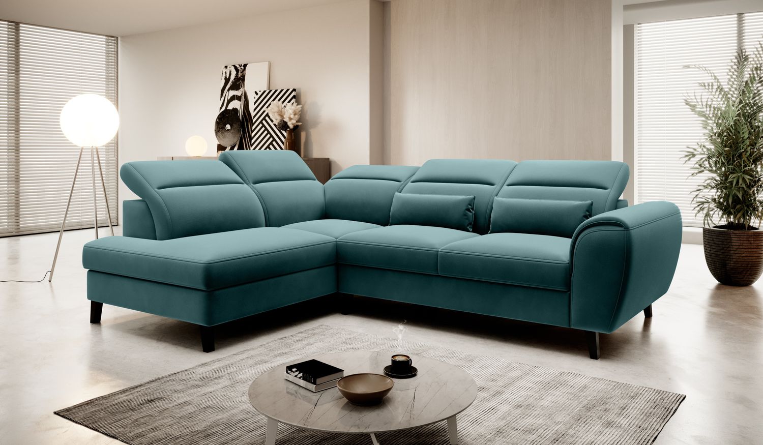Corner Sleeper Sofa Gainsborough 34 | size: Width: 255cm, Height: 100cm, Depth: 201cm | color: Velvetmat | image: 1 | variant: 1016031