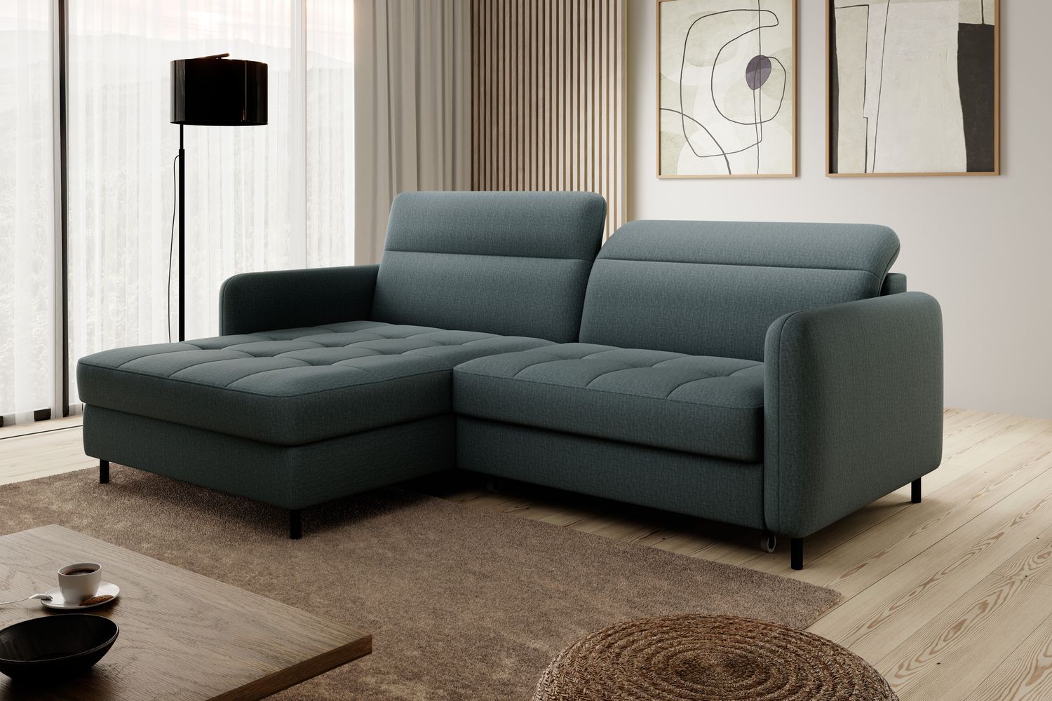 Corner Sleeper Sofa Gomsi 16 | size: Width: 228cm, Height: 100cm, Depth: 165cm | color: Manhattan | image: 1 | variant: 1014598