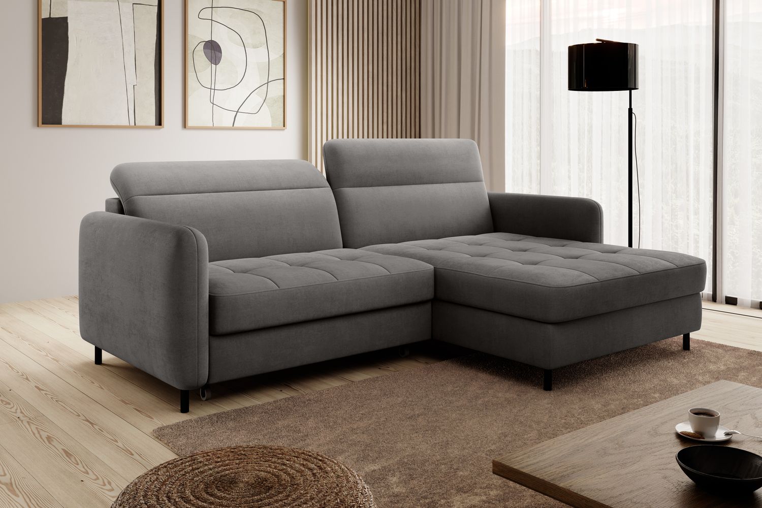 Corner Sleeper Sofa Gomsi 27 | size: Width: 228cm, Height: 100cm, Depth: 165cm | color: Touch | image: 1 | variant: 1014609