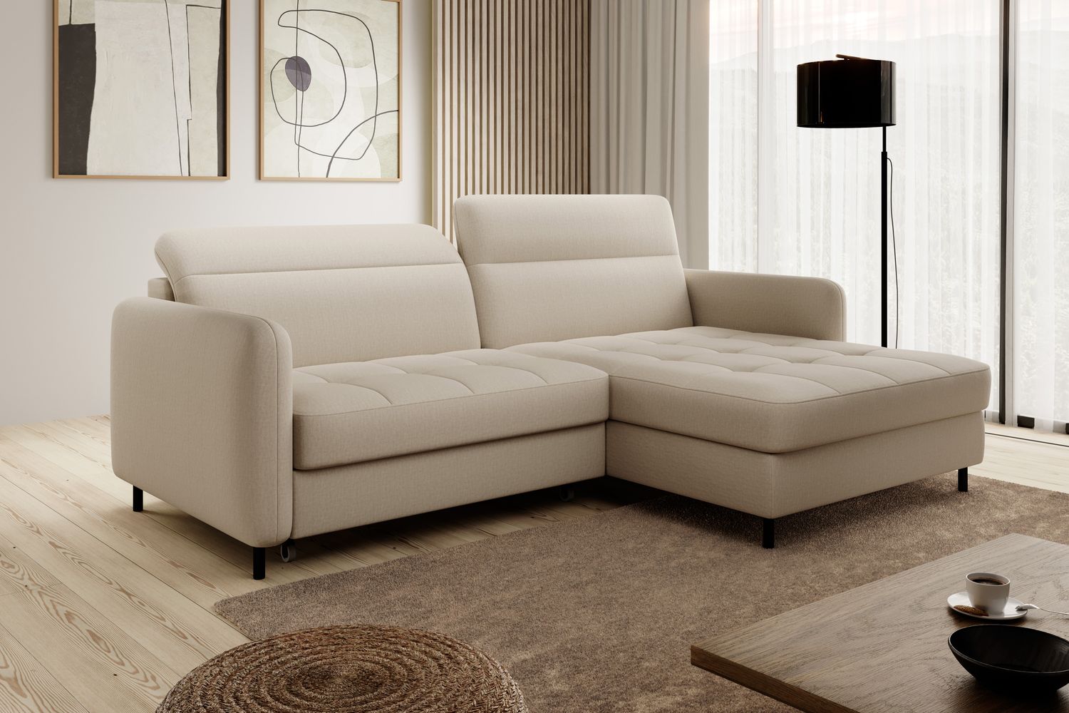Corner Sleeper Sofa Gomsi 30 | size: Width: 228cm, Height: 100cm, Depth: 165cm | color: Manhattan | image: 1 | variant: 1014612