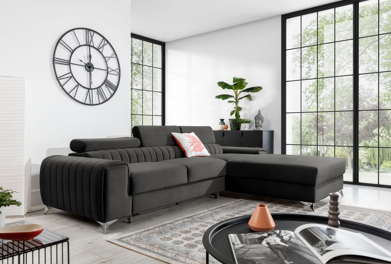 Corner Sleeper Sofa Grayson 30 | size: Width: 275cm, Height: 98cm, Depth: 205cm | color: Nube | image: 1 | variant: 1014651