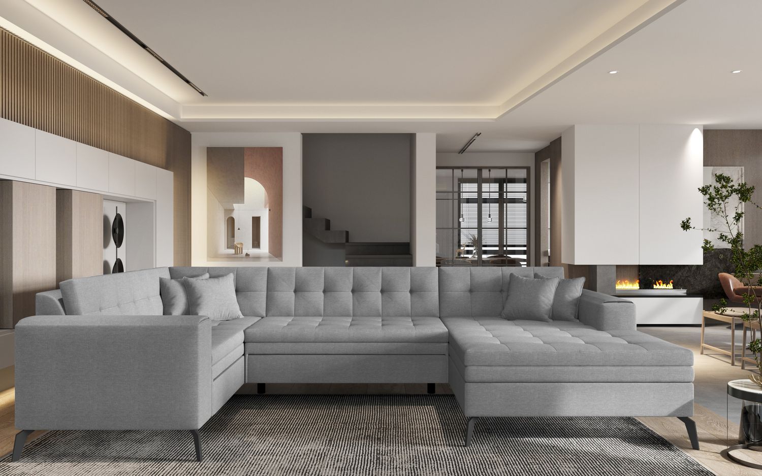 Corner Sleeper Sofa Grimsby 17 | size: Width: 340cm, Height: 93cm, Depth: 180cm | color: Flores | image: 1 | variant: 1015862