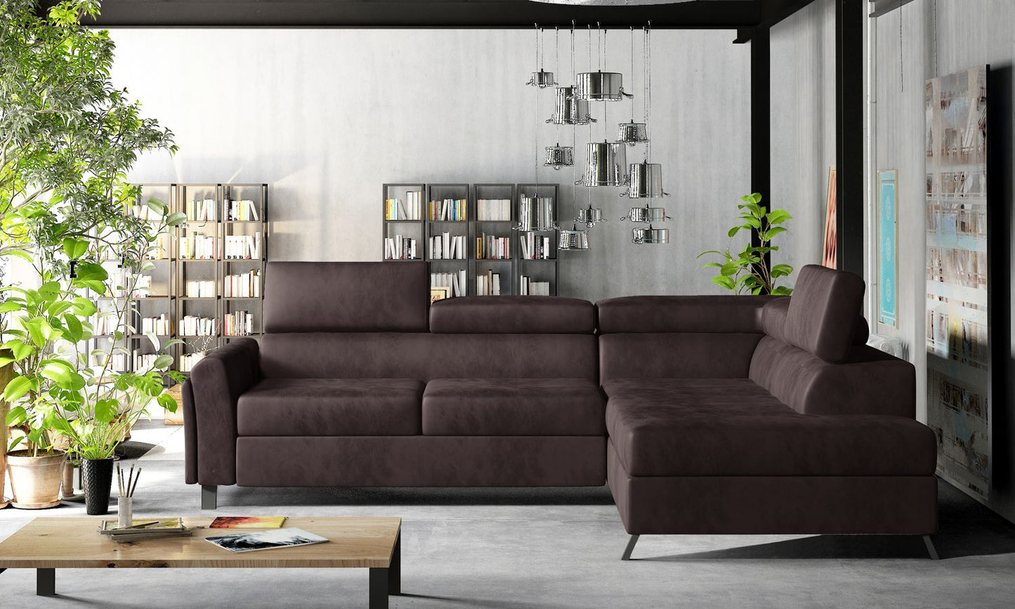 Corner Sleeper Sofa Hereford 2 | size: Width: 265cm, Height: 95cm, Depth: 200cm | color: Mat/Velvet | image: 1 | variant: 1016675