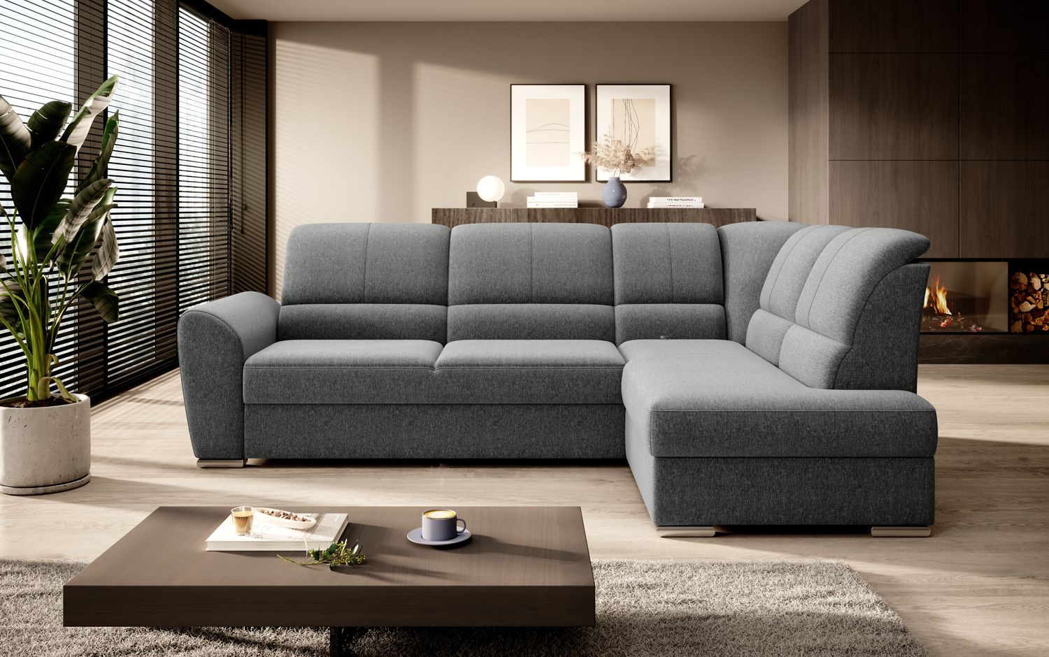 Corner Sleeper Sofa Horncastle 42 | size: Width: 270cm, Height: 93cm, Depth: 186cm | color: Flores | image: 1 | variant: 1016256