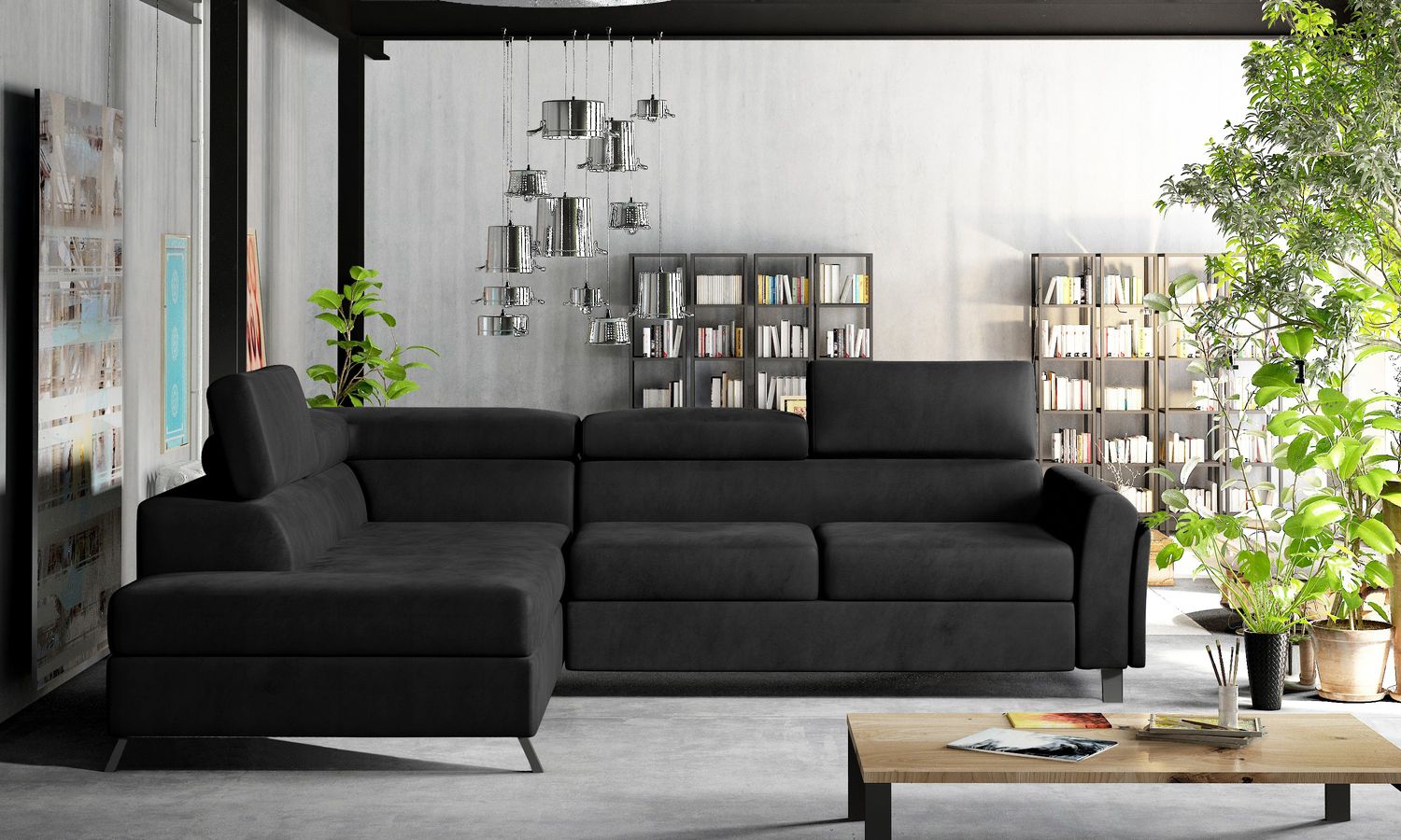 Corner Sleeper Sofa Kairos 3 | size: Width: 265cm, Height: 95cm, Depth: 200cm | color: Mat/Velvet | image: 1 | variant: 1015730
