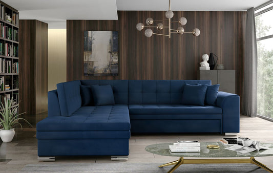 Corner Sleeper Sofa Kettering 56 | size: Width: 260cm, Height: 80cm, Depth: 58cm | color: Blue | image: 1 | variant: 1017286