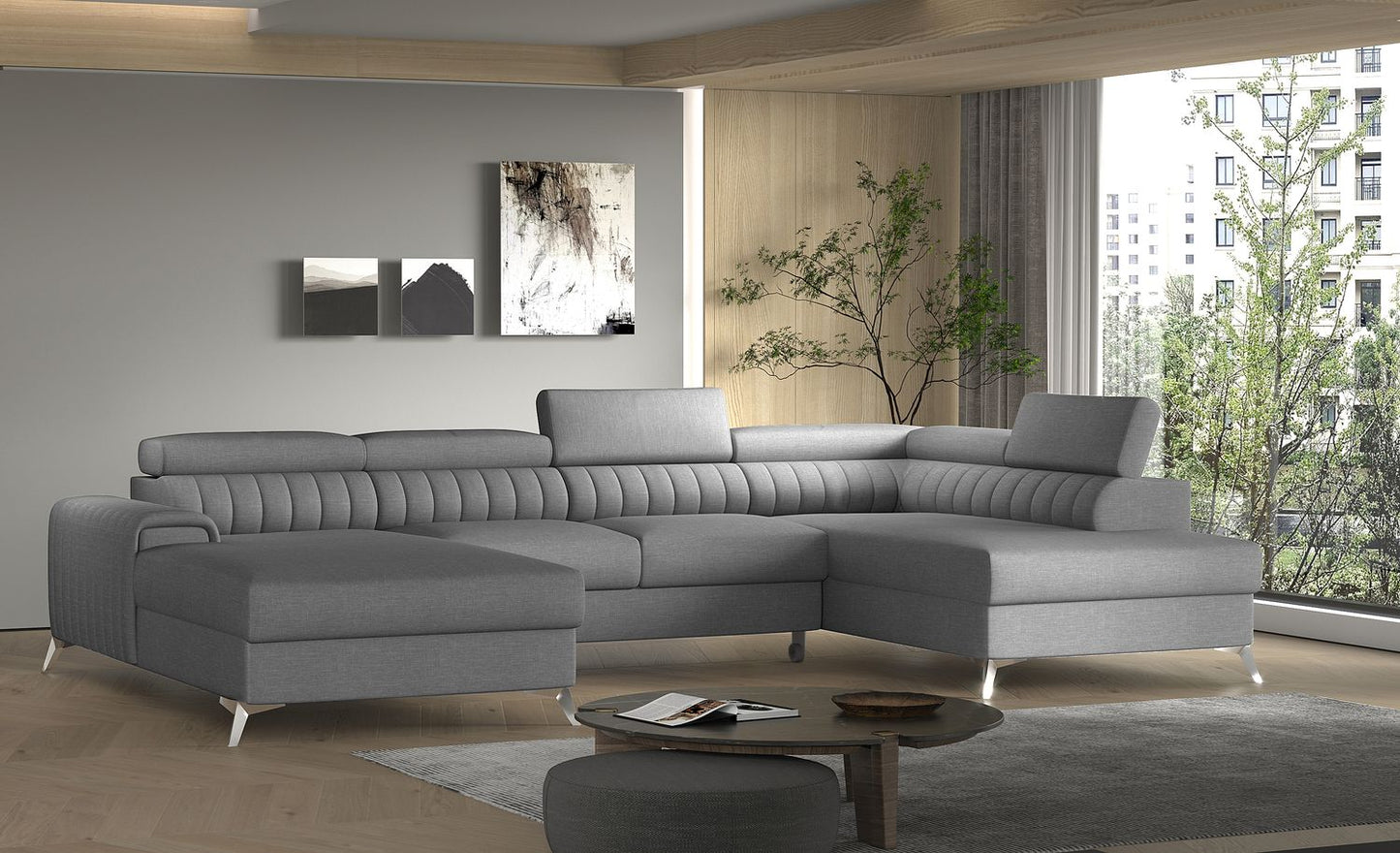 Corner Sleeper Sofa Lacante 19 | size: Width: 354cm, Height: 92cm, Depth: 202cm | color: Flores | image: 1 | variant: 1014736