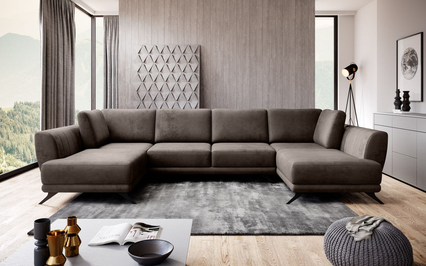 Corner Sleeper Sofa Larco 25 | size: Width: 362cm, Height: 90cm, Depth: 191cm | color: Nube | image: 1 | variant: 1014699