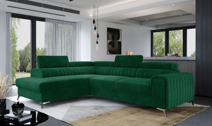 Corner Sleeper Sofa Laurence | size: Width: 275cm, Height: 98cm, Depth: 205cm | color: Green | image: 0 | variant: 1001426
