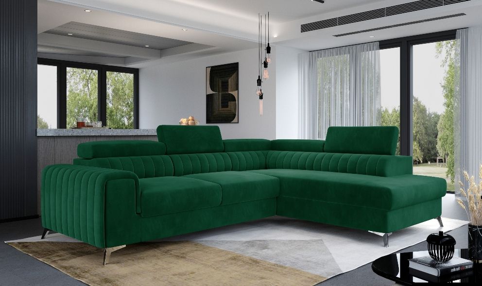 Corner Sleeper Sofa Laurence | size: Width: 275cm, Height: 98cm, Depth: 205cm | color: Green | image: 0 | variant: 1001442