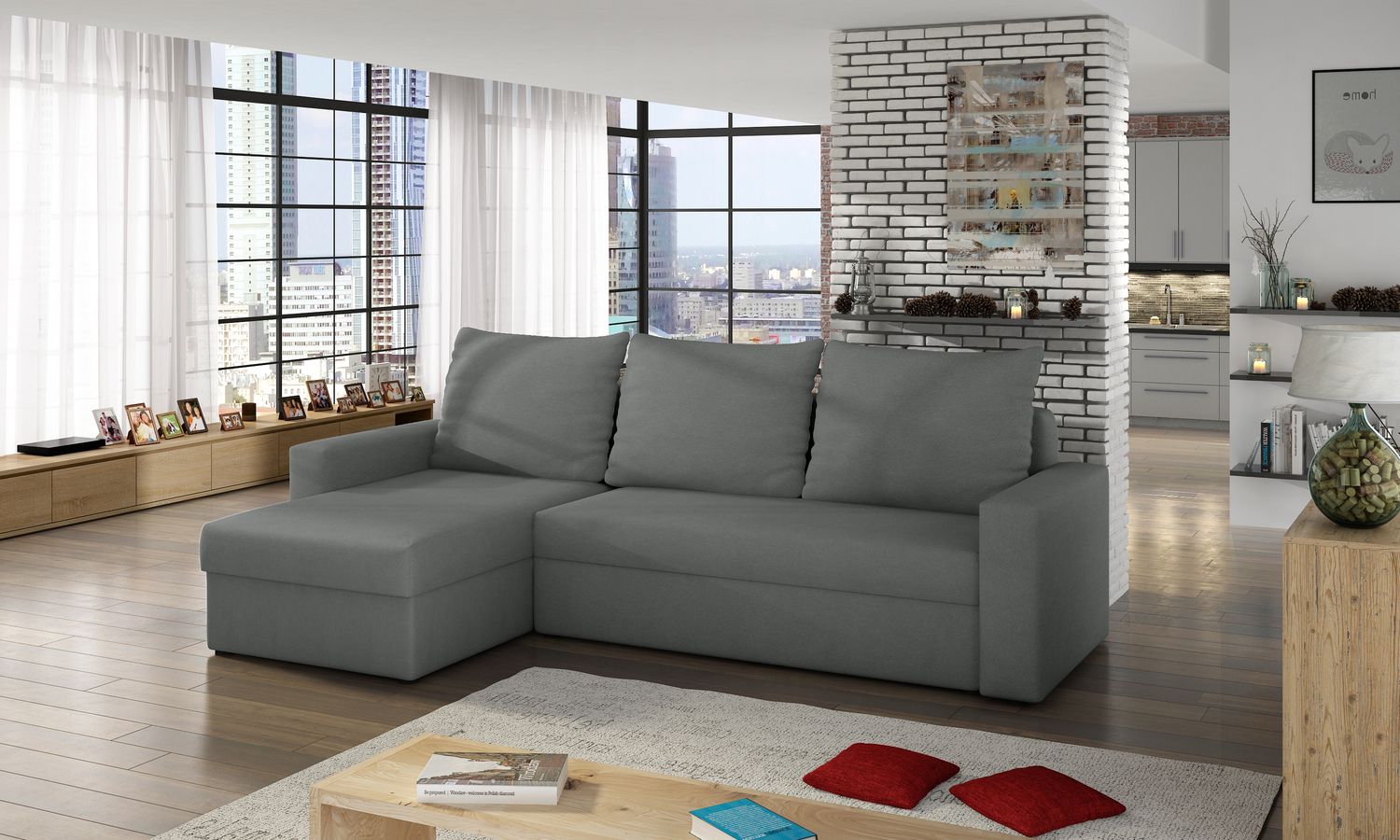 Corner Sleeper Sofa Livio 11 | size: Width: 237cm, Height: 90cm, Depth: 57cm | color: Alova | image: 1 | variant: 1015876