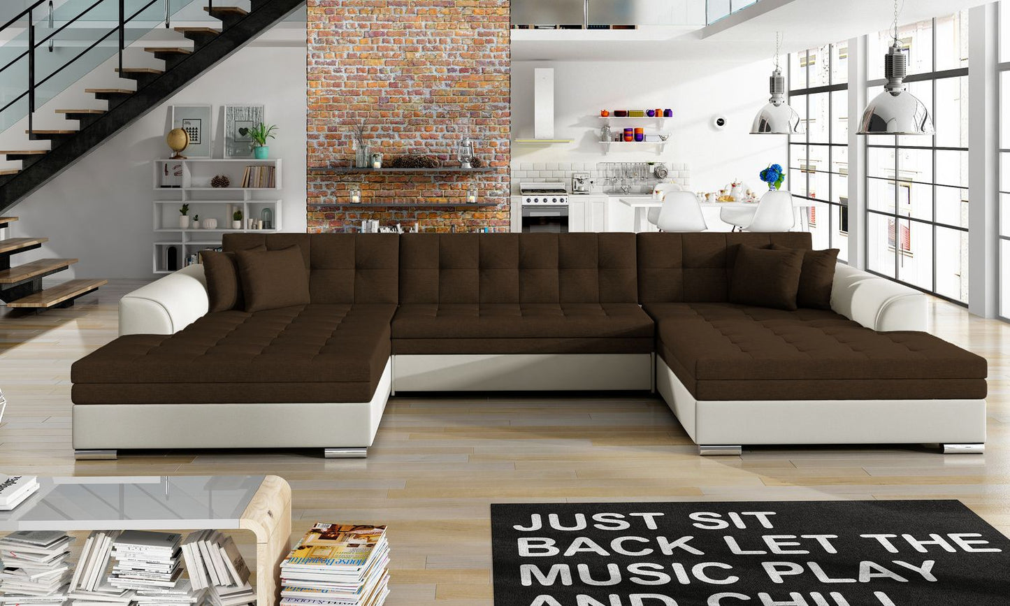 Corner Sleeper Sofa Llandudno | size: Width: 355cm, Height: 80cm, Depth: 60cm | color: Sawana/Soft | image: 1 | variant: 1009507
