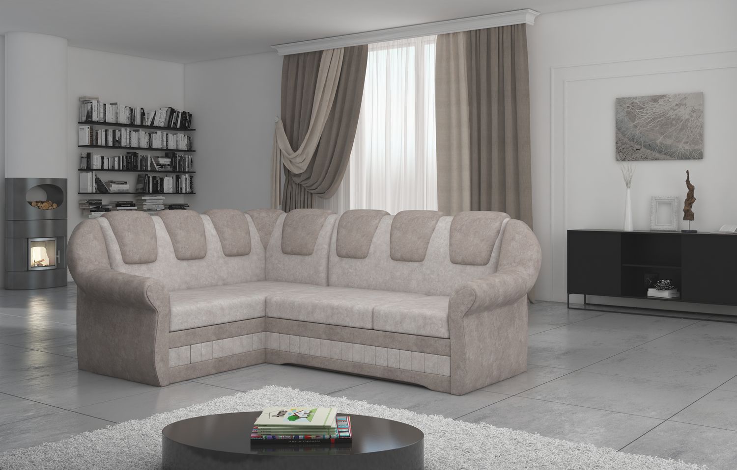 Corner Sleeper Sofa Lord II | size: Width: 180cm, Height: 105cm, Depth: 55cm | color: Dora | image: 1 | variant: 1015818