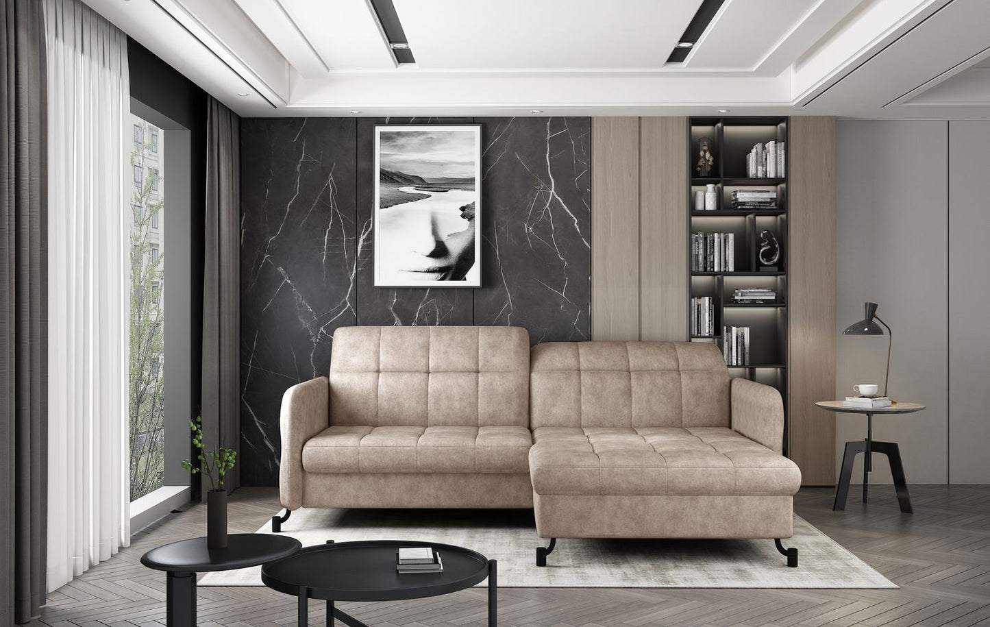 Corner Sleeper Sofa Lorelle 23 | size: Width: 225cm, Height: 105cm, Depth: 160cm | color: Dora | image: 1 | variant: 1016000