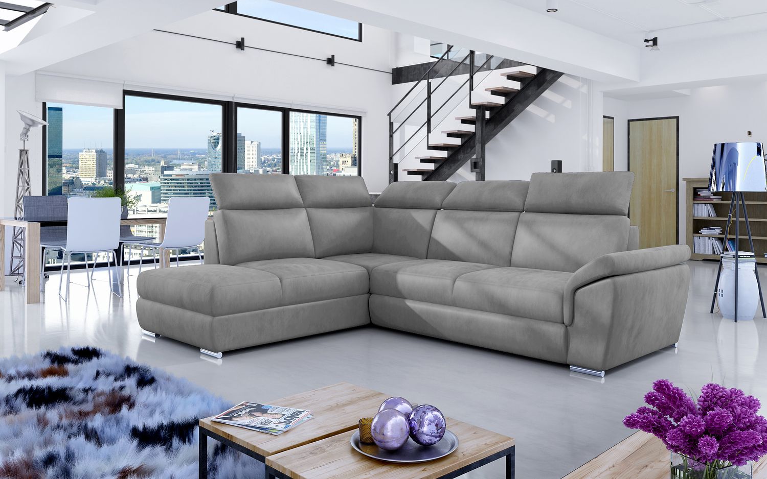 Corner Sleeper Sofa Loreto 39 | size: Width: 260cm, Height: 102cm, Depth: 60cm | color: Monolith | image: 1 | variant: 1015928