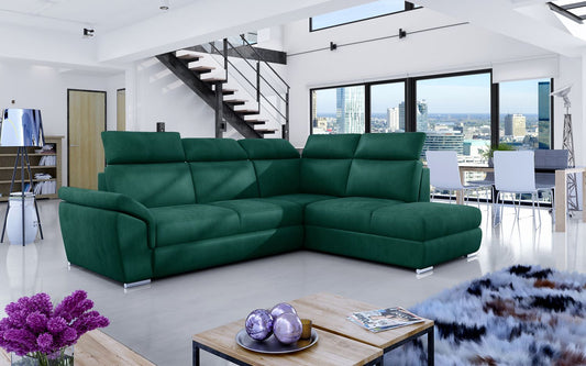 Corner Sleeper Sofa Loreto 7 | size: Width: 260cm, Height: 102cm, Depth: 60cm | color: Green | image: 1 | variant: 1015896