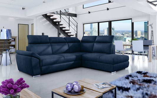 Corner Sleeper Sofa Loreto 9 | size: Width: 260cm, Height: 102cm, Depth: 60cm | color: Blue | image: 1 | variant: 1015898