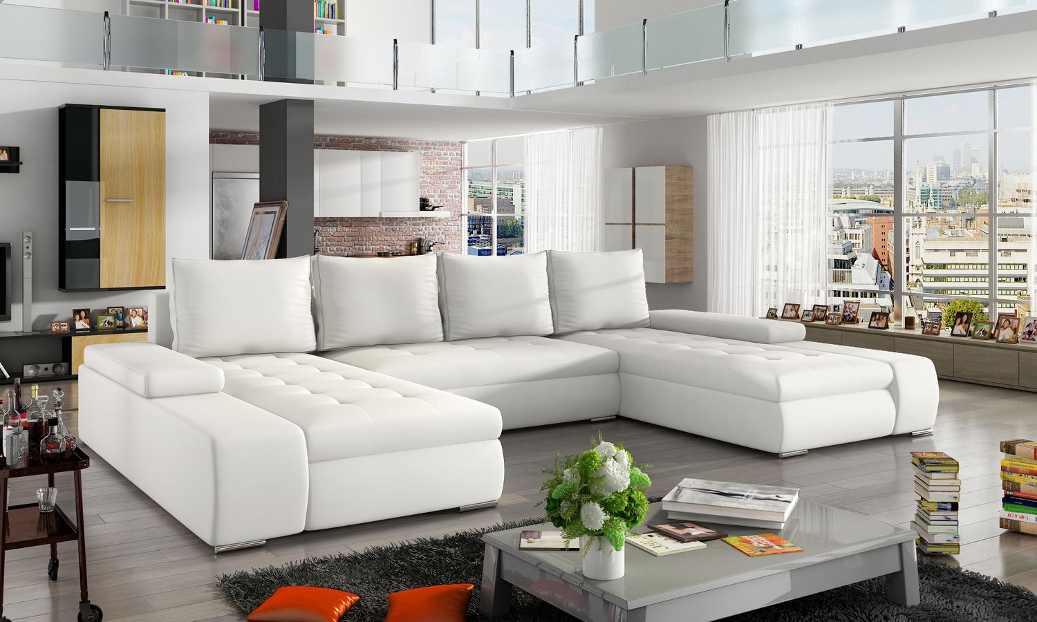 Corner Sleeper Sofa Loughborough 9 | size: Width: 363cm, Height: 88cm, Depth: 53cm | color: Soft | image: 1 | variant: 1017044