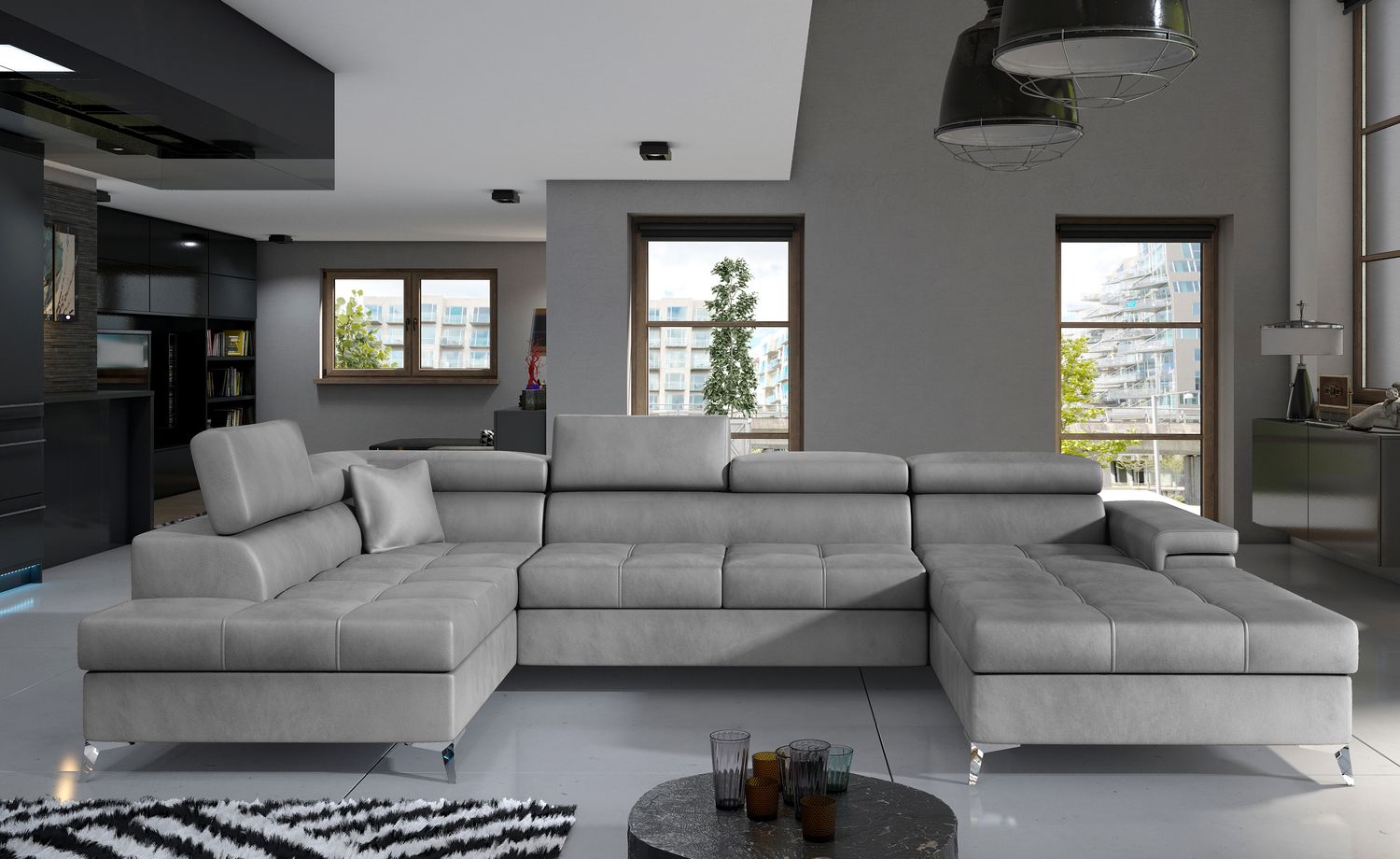 Corner Sleeper Sofa Ludlow 17 | size: Width: 345cm, Height: 90cm, Depth: 60cm | color: Monolith | image: 1 | variant: 1016401