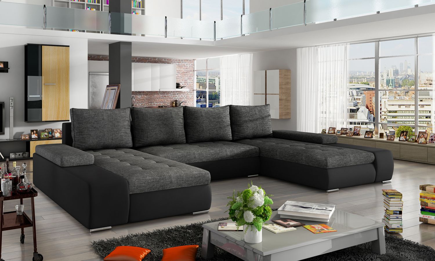 Corner Sleeper Sofa Marino 6 | size: Width: 363cm, Height: 88cm, Depth: 53cm | color: Sawana/Soft | image: 1 | variant: 1016095