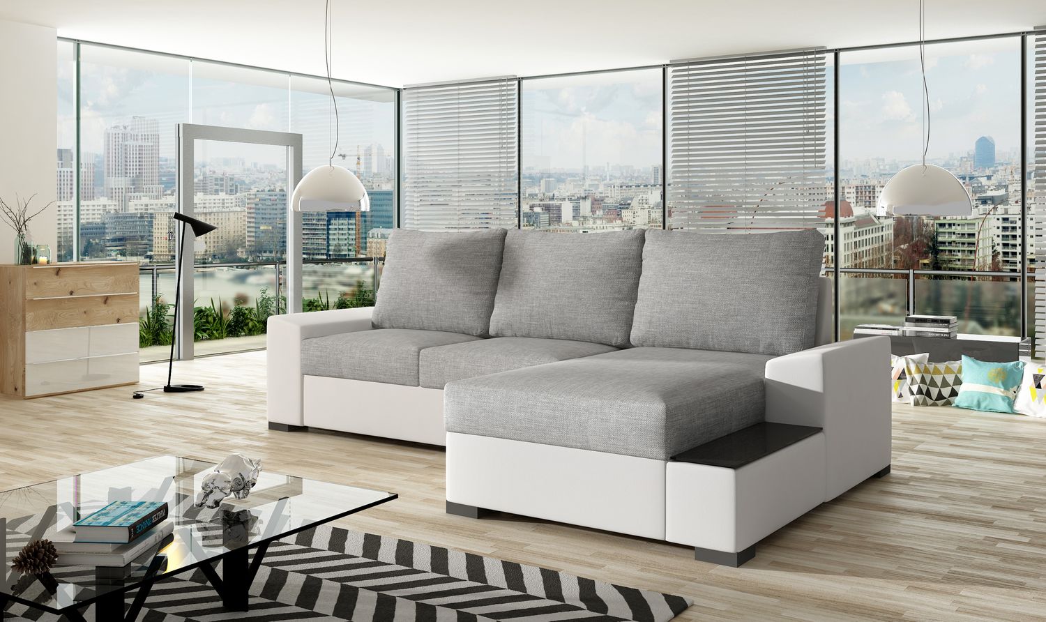 Corner Sleeper Sofa Market Harborough 22 | size: Width: 245cm, Height: 90cm, Depth: 165cm | color: Sawana/Soft | image: 1 | variant: 1017155