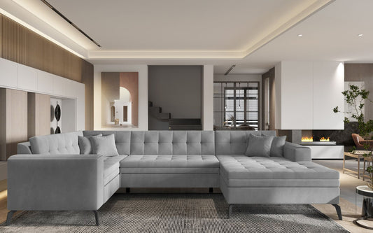 Corner Sleeper Sofa Montez 16 | size: Width: 340cm, Height: 93cm, Depth: 180cm | color: Nube | image: 1 | variant: 1014915
