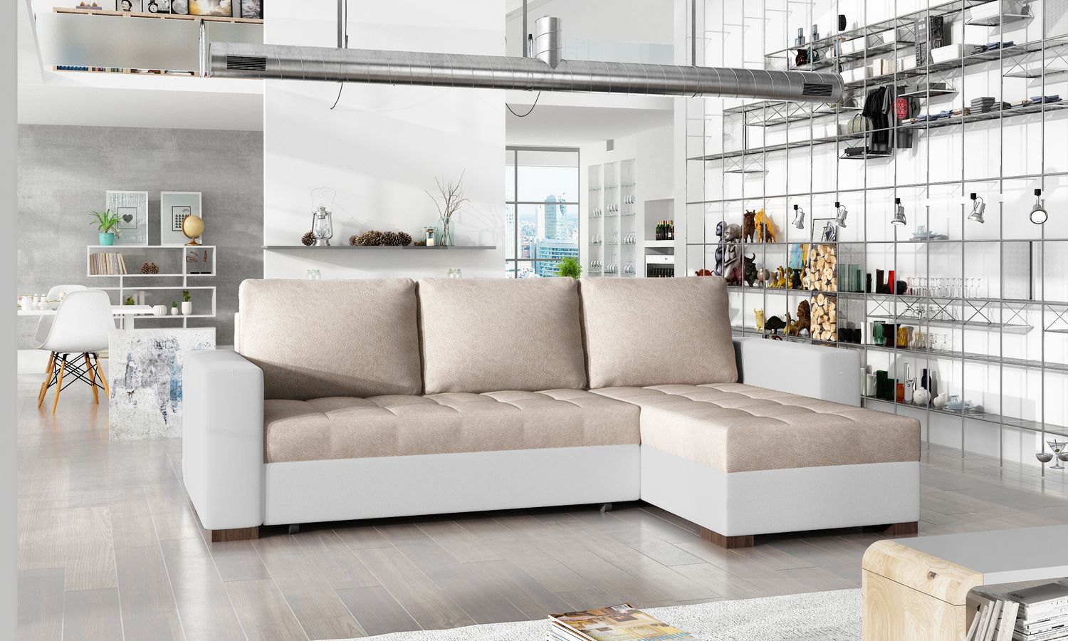 Corner Sleeper Sofa Newark 18 | size: Width: 237cm, Height: 90cm, Depth: 57cm | color: Dora/Soft | image: 1 | variant: 1016177