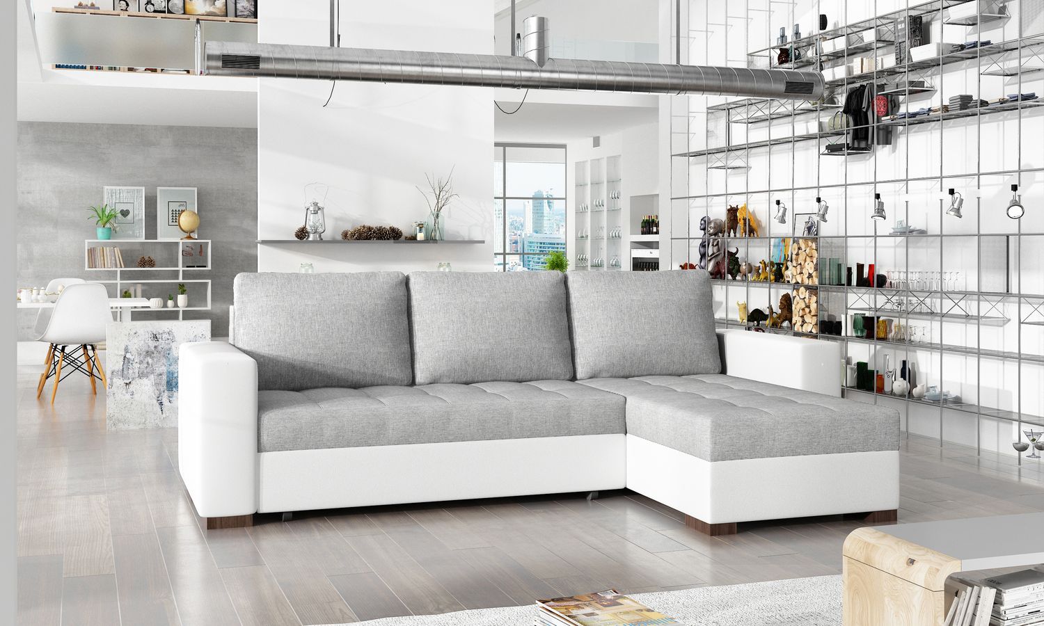Corner Sleeper Sofa Newark 25 | size: Width: 237cm, Height: 90cm, Depth: 57cm | color: Sawana/Soft | image: 1 | variant: 1016184