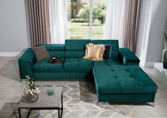 Corner Sleeper Sofa Newport 4 | size: Width: 281cm, Height: 88cm, Depth: 205cm | color: Green | image: 1 | variant: 1014990