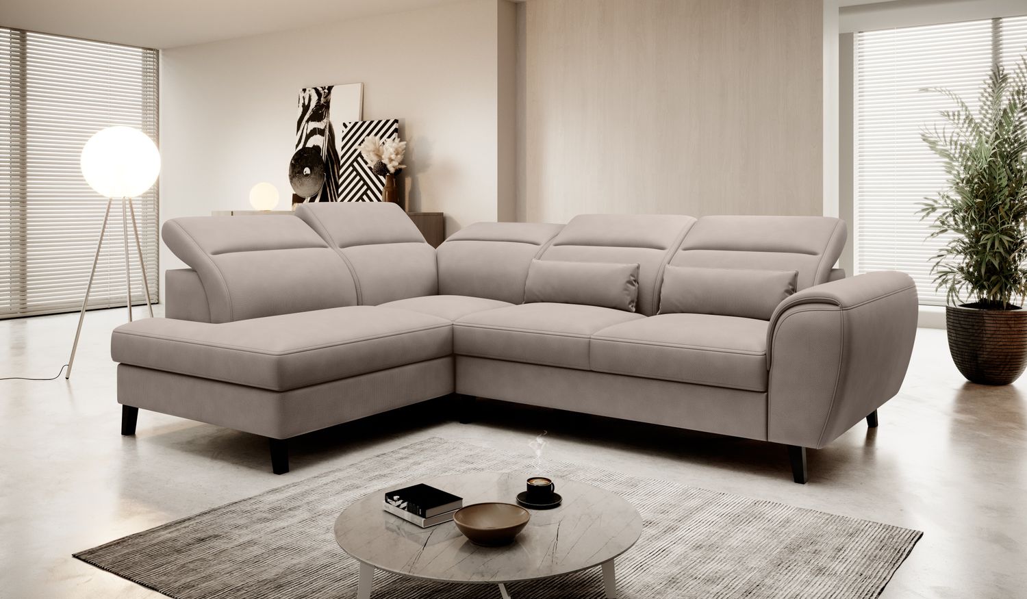Corner Sleeper Sofa Noble 15 | size: Width: 255cm, Height: 100cm, Depth: 201cm | color: Poco | image: 1 | variant: 1015066